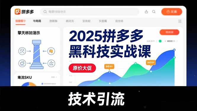 (16977期)2025拼多多黑科技实战课,擎天柱玩法、爆流SKU、原价大促,技术引流,单店日销轻松破千单-凡人轻创