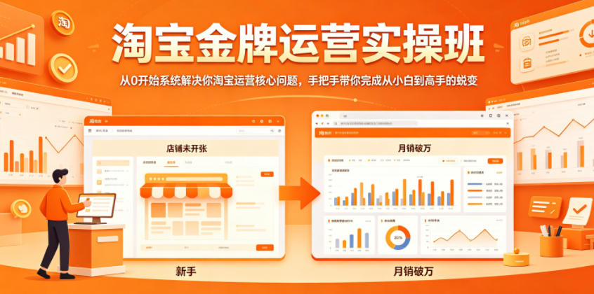 淘宝金牌运营实操班，从0开始系统解决你淘宝运营核心问题，手把手带你完成从小白到高手的蜕变-凡人轻创