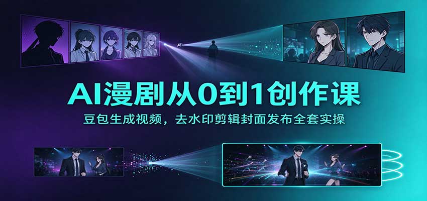 AI漫剧从0到1创作课：豆包生成视频，去水印剪辑封面发布全套实操-凡人轻创