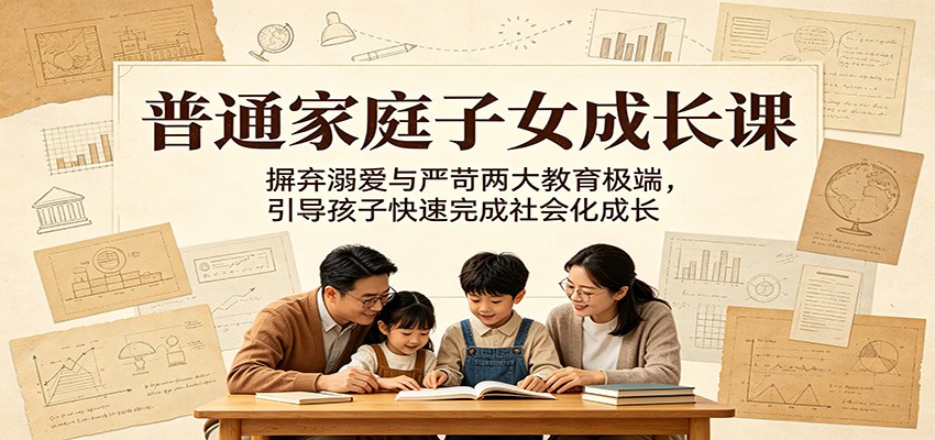 普通家庭子女成长课:摒弃溺爱与严苛两大教育极端,引导孩子快速完成社会化成长-凡人轻创