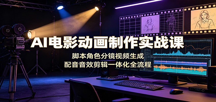 AI电影动画制作实战课：脚本角色分镜视频生成，配音音效剪辑一体化全流程-凡人轻创