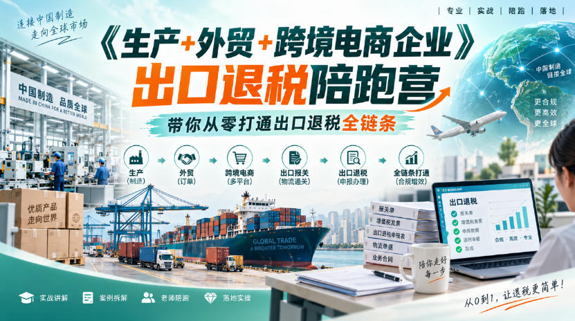 《生产+外贸+跨境电商企业》出口退税陪跑营,带你从零打通出口退税全链条-凡人轻创