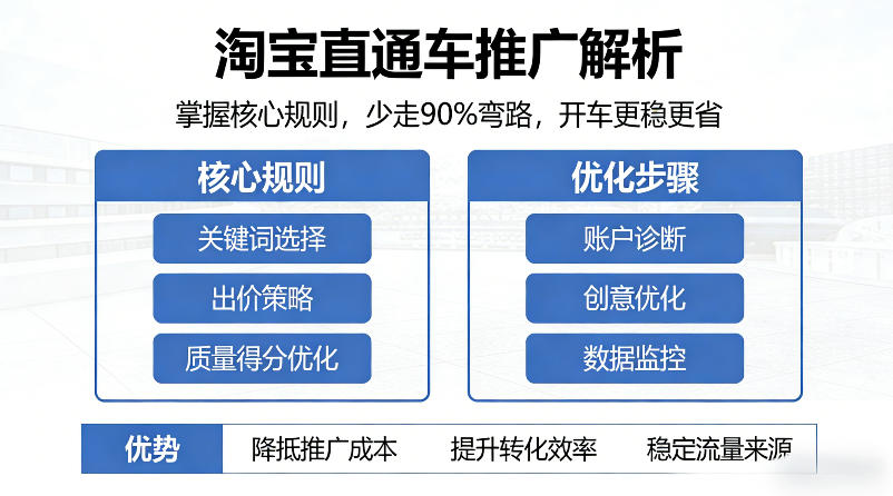 淘宝直通车推广解析，掌握核心规则，少走90%弯路，开车更稳更省-凡人轻创