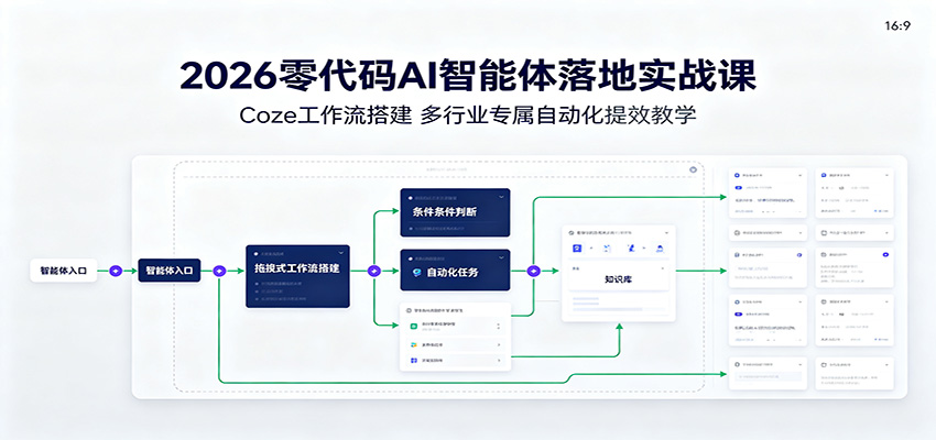 2026零代码AI智能体落地实战课:Coze工作流搭建,多行业专属自动化提效教学-凡人轻创