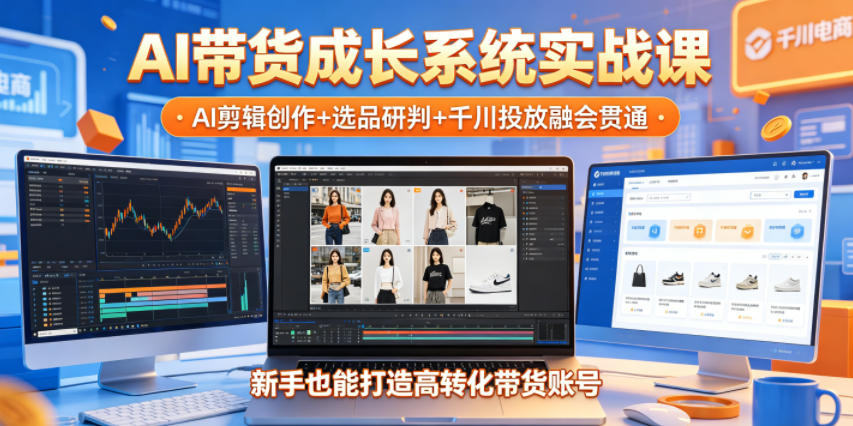 AI带货成长系统实战课，AI剪辑创作+选品研判+千川投放融会贯通，新手也能打造高转化带货账号（更新2026年）-凡人轻创