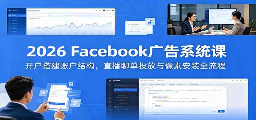 2026 Facebook广告系统课:开户搭建账户结构,直播聊单投放与像素安装全流程-凡人轻创