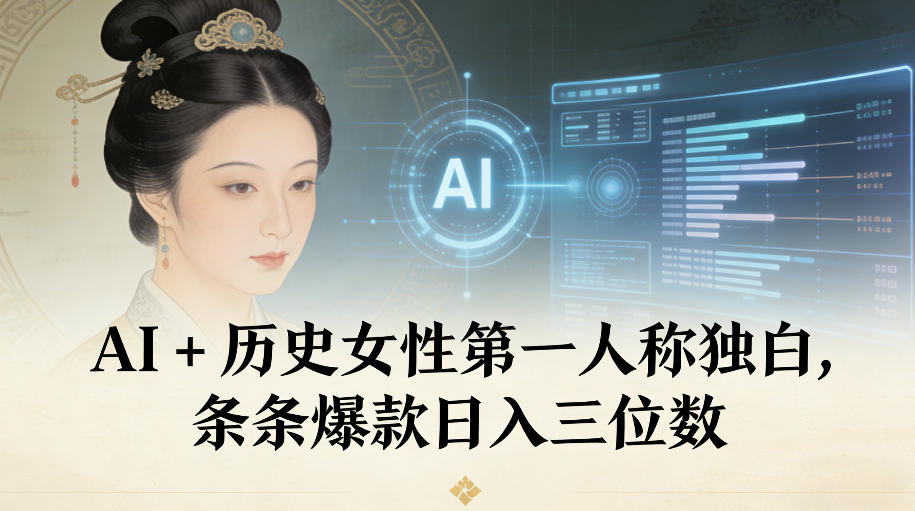 AI+历史女性第一人称独白，条条爆款日入三位数-凡人轻创
