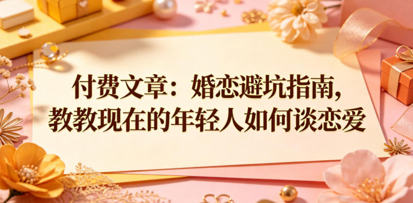 付费文章:婚恋避坑指南,教教现在的年轻人如何谈恋爱-凡人轻创