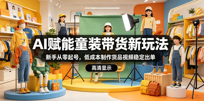AI赋能童装带货新玩法,新手从零起号,低成本制作货品视频稳定出单-凡人轻创