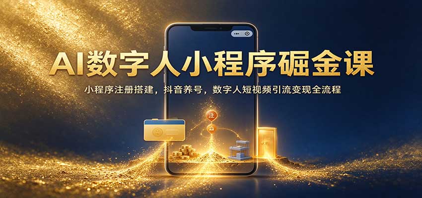 AI数字人小程序掘金课:小程序注册搭建,抖音养号,数字人短视频引流变现全流程-凡人轻创