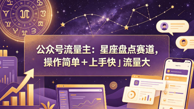 公众号流量主：星座盘点赛道，操作简单＋上手快＋流量大-凡人轻创