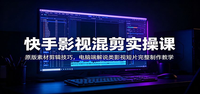 快手影视混剪实操课:原版素材剪辑技巧,电脑端解说类影视短片完整制作教学-凡人轻创