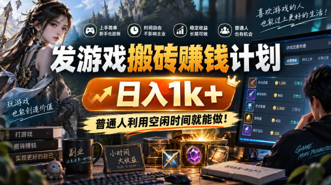游戏全程自动化打金,日入千元,低成本副业,全程时间零投入!-凡人轻创