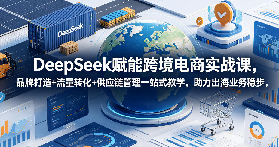 DeepSeek赋能跨境电商实战课,品牌打造+流量转化+供应链管理一站式教学,助力出海业务稳步发展-凡人轻创