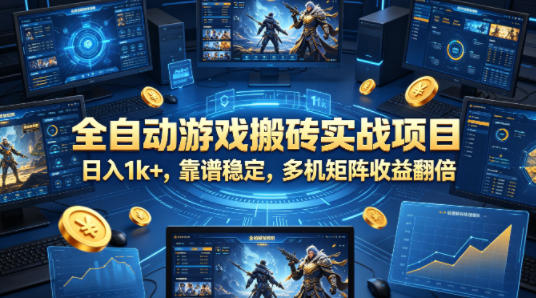 全自动游戏搬砖实战项目，日入1k+，靠谱稳定，多机矩阵收益翻倍【揭秘】-凡人轻创