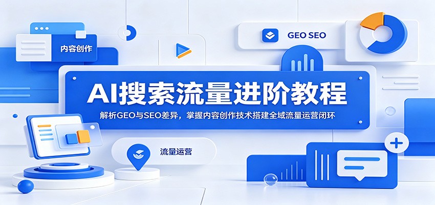 AI搜索流量进阶教程:解析GEO与SEO差异,掌握内容创作技术搭建全域流量运营闭环-凡人轻创