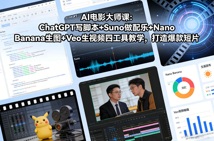 AI电影大师课：ChatGPT写脚本+Suno做配乐+Nano Banana生图+Veo生视频，打造爆款短片-凡人轻创