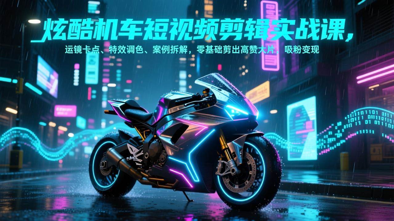 （17304期）炫酷机车短视频剪辑实战课，运镜卡点、特效调色、案例拆解，零基础剪出高赞大片，吸粉变现-凡人轻创