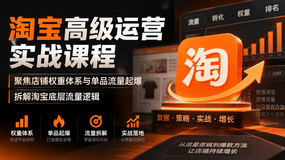 淘宝高级运营实战课程，聚焦店铺权重体系与单品流量起爆，拆解淘宝底层流量逻辑-凡人轻创