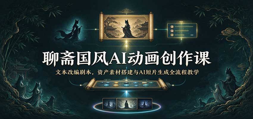 聊斋国风AI动画创作课:文本改编剧本,资产素材搭建与AI短片生成全流程教学-凡人轻创
