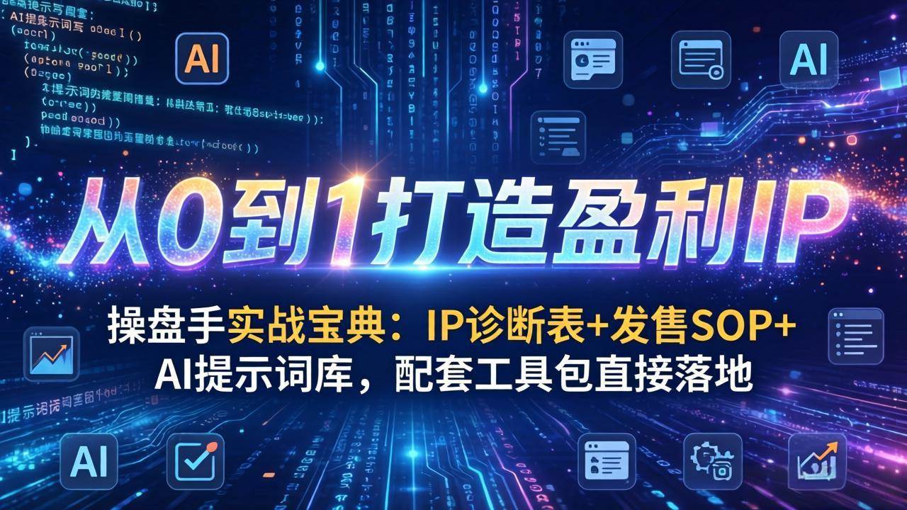 （17593期）操盘手实战宝典：IP诊断表+发售SOP+AI提示词库，配套工具包直接落地，从0到1打造盈利IP-凡人轻创
