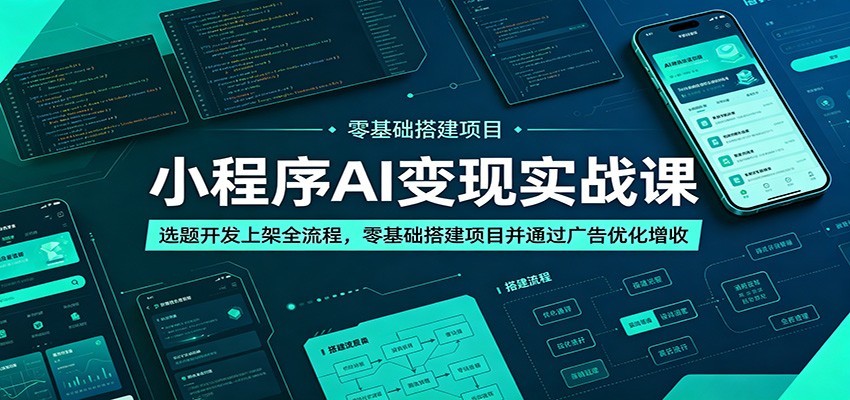 小程序AI变现实战课:选题开发上架全流程,零基础搭建项目并通过广告优化增收-凡人轻创