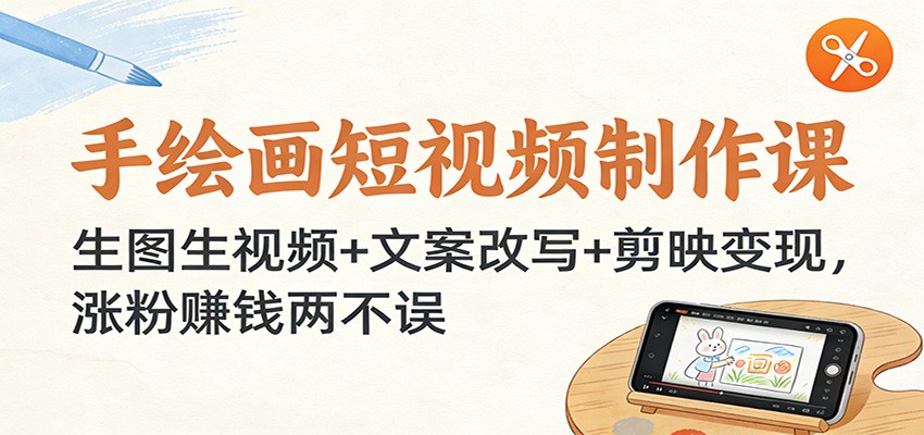 手绘画短视频制作课：生图生视频+文案改写+剪映变现，涨粉赚钱两不误-凡人轻创