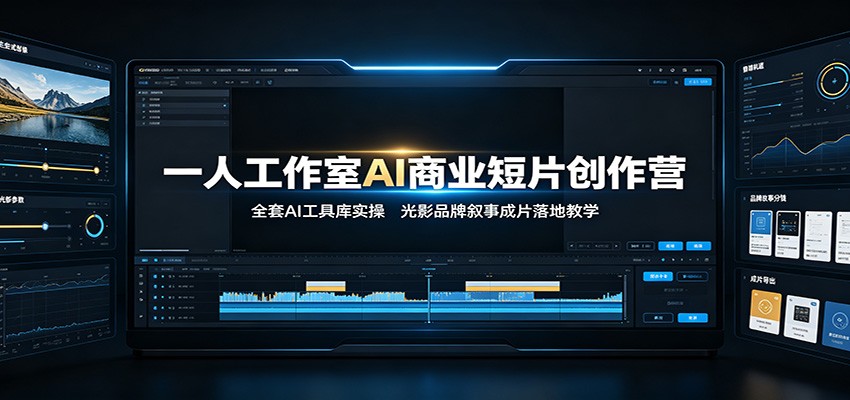 一人工作室AI商业短片创作营:全套AI工具库实操,光影品牌叙事成片落地教学-凡人轻创