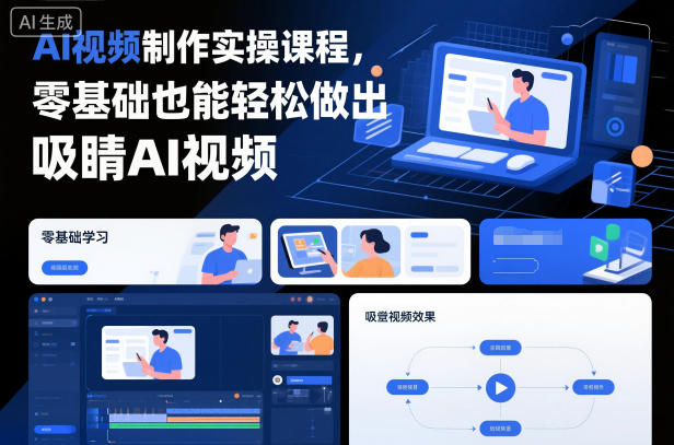 AI视频制作实操课程，零基础也能轻松做出吸睛AI视频-凡人轻创