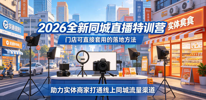2026全新同城直播特训营,门店可直接套用的落地方法,助力实体商家打通线上同城流量渠道-凡人轻创