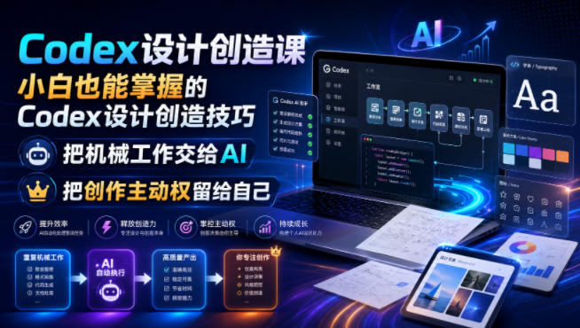 Codex设计创造课,小白也能掌握的Codex设计创造技巧,把机械工作交给AI,把创作主动权留给自己-凡人轻创