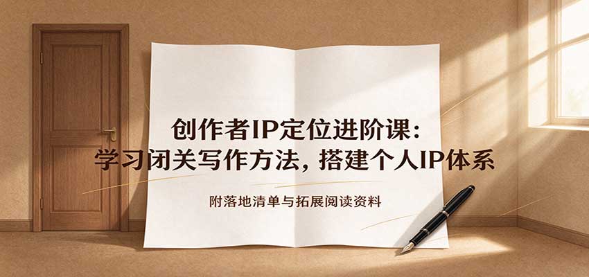 创作者IP定位进阶课:学习闭关写作方法,搭建个人IP体系,附落地清单与拓展阅读资料-凡人轻创
