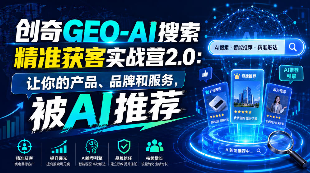 创奇GEO-AI搜索精准获客实战营2.0：让你的产品、品牌和服务，被AI推荐-凡人轻创