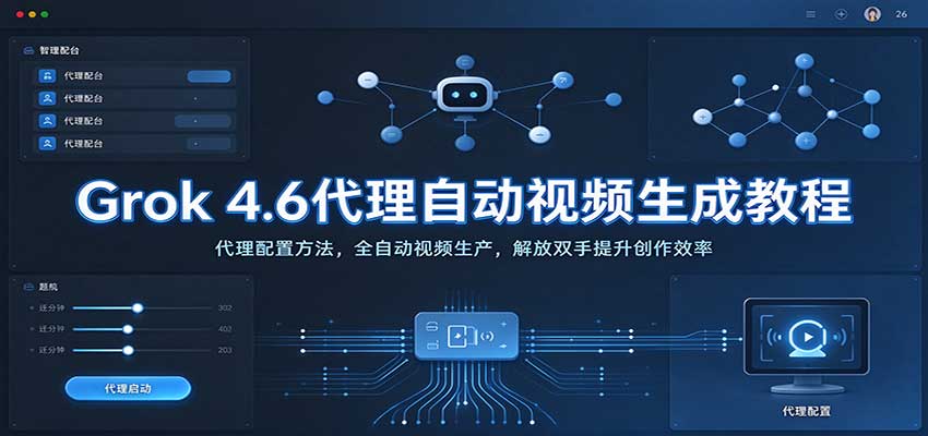 Grok 4.6代理自动视频生成教程:代理配置方法,全自动视频生产,解放双手提升创作效率-凡人轻创