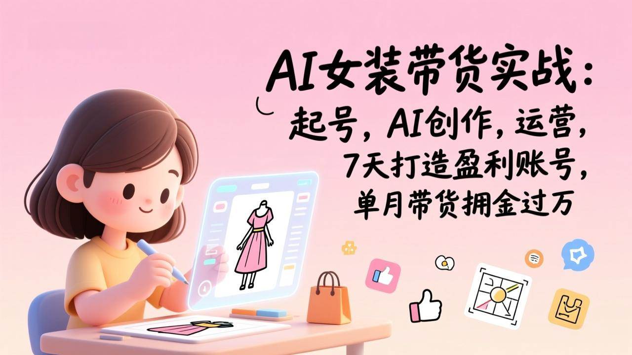(17088期)AI女装带货实战:起号,AI创作,运营,7天打造盈利账号,单月带货佣金过万-凡人轻创