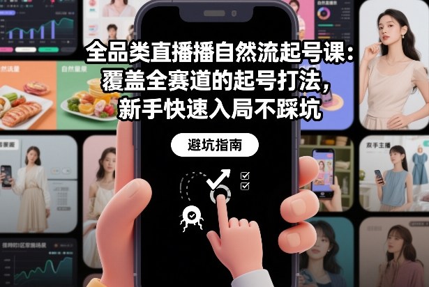 全品类直播自然流起号课：覆盖全赛道的起号打法，新手快速入局不踩坑-凡人轻创