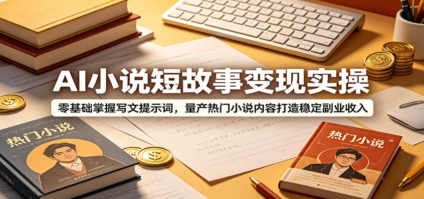 AI小说短故事变现实操：零基础掌握写文提示词，量产热门小说内容打造稳定副业收入-凡人轻创