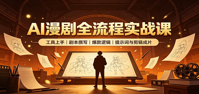 AI漫剧全流程实战课:工具上手、剧本撰写、爆款逻辑、提示词与剪辑成片-凡人轻创