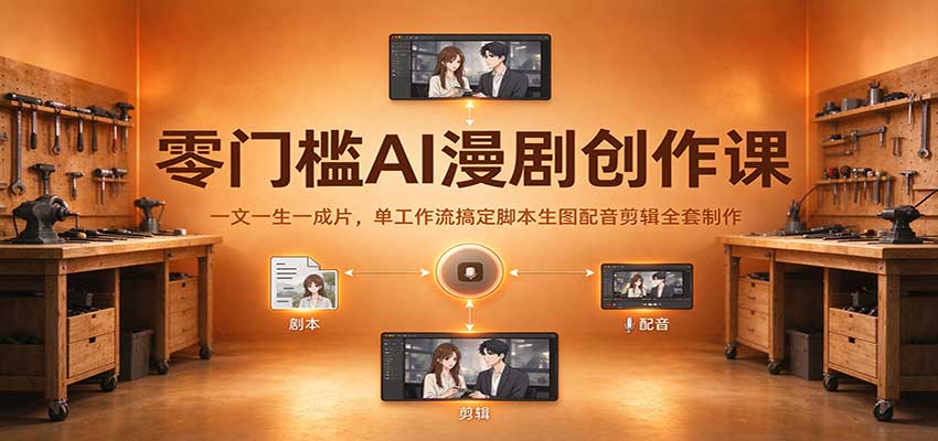 零门槛AI漫剧创作课:一文一生一成片,单工作流搞定脚本生图配音剪辑全套制作-凡人轻创
