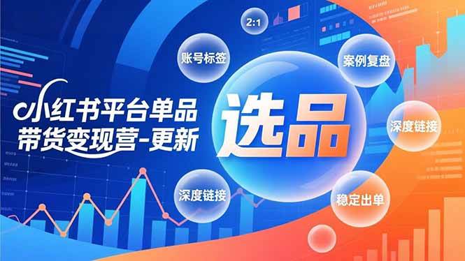 （16979期）小红书平台单品带货变现营-更新，极致选品、账号标签、案例复盘，深度链接，快速启动稳定出单-凡人轻创