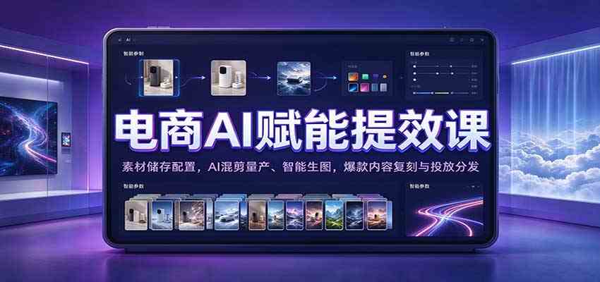 电商AI赋能提效课：素材储存配置，AI混剪量产、智能生图，爆款内容复刻与投放分发-凡人轻创