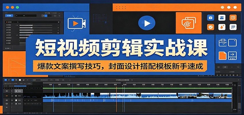 短视频剪辑实战课：爆款文案撰写技巧，封面设计搭配模板新手速成-凡人轻创