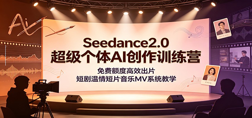 Seedance2.0超级个体AI创作训练营：免费额度高效出片，短剧温情短片音乐MV系统教学-凡人轻创