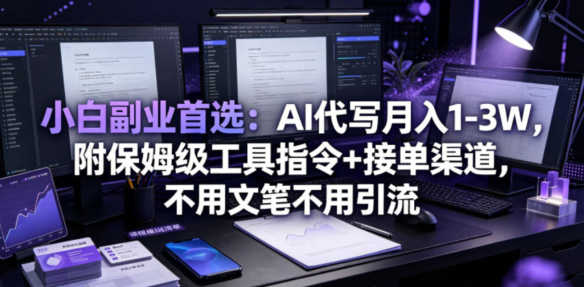 小白副业首选：AI代写月入1-3W，附保姆级工具指令+接单渠道，不用文笔不用引流【揭秘】-凡人轻创