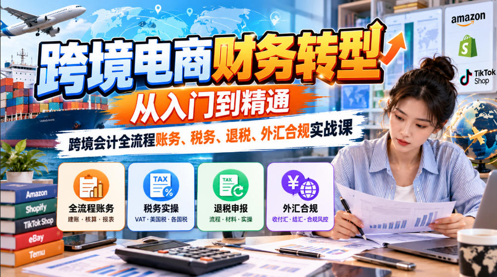 跨境电商财务转型：从入门到精通｜跨境会计全流程账务、税务、退税、外汇合规实战课-凡人轻创