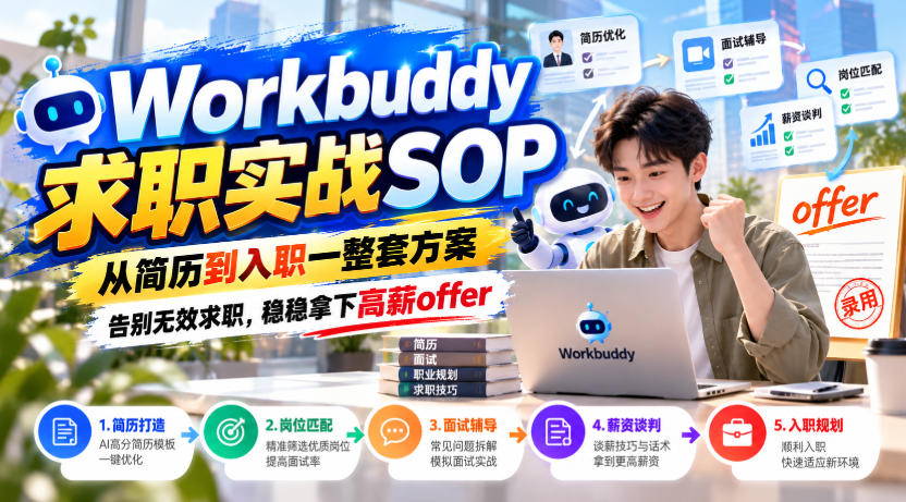 Workbuddy求职实战SOP，从简历到入职一整套方案，告别无效求职，稳稳拿下高薪offer-凡人轻创