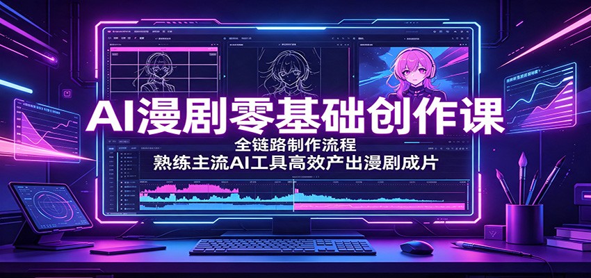 AI漫剧零基础创作课:全链路制作流程,熟练主流AI工具高效产出漫剧成片-凡人轻创