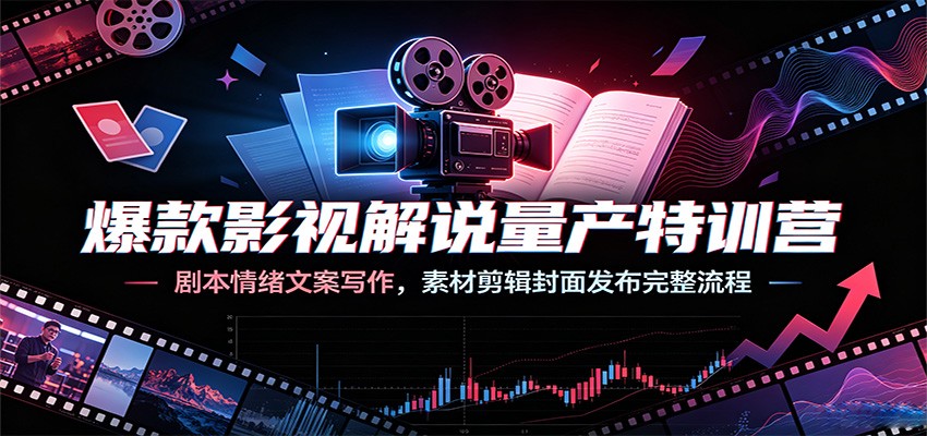爆款影视解说量产特训营：剧本情绪文案写作，素材剪辑封面发布完整流程-凡人轻创