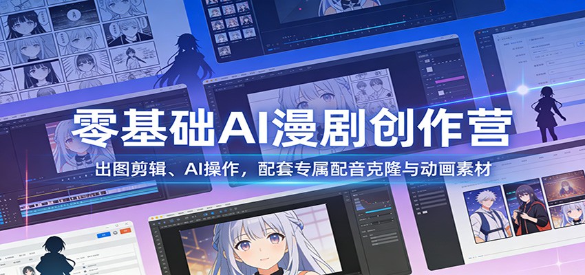 零基础AI漫剧创作营:出图剪辑、AI操作,配套专属配音克隆与动画素材-凡人轻创