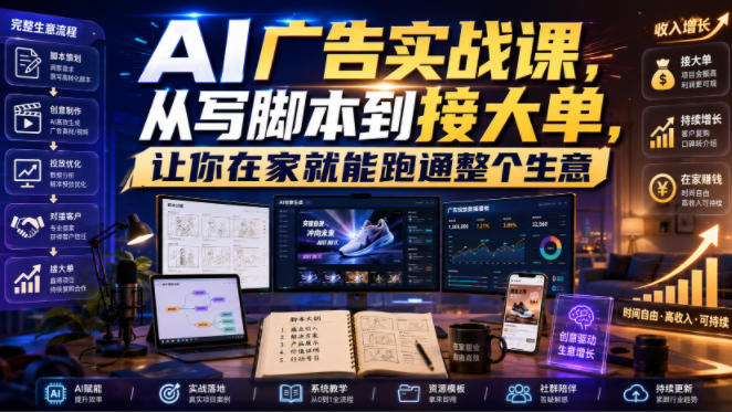AI广告实战课,从写脚本到接大单,让你在家就能跑通整个生意【原创双语字幕】-凡人轻创